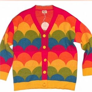 🩷🧡💛💚🩵BiBi Multicolor Scallop Cardigan